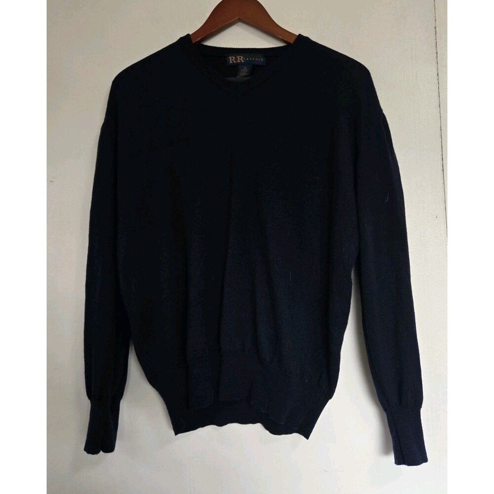 Vintage  R&R Casuals Sweater Mens XL Italian 100% Merino‎ Wool V Neck Preppy